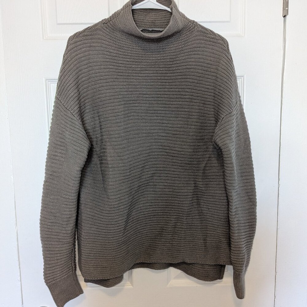 Athleta Merino Wool Tunic Sweater Med Mock Funnel Neck Thick Knit Cabin Lodge